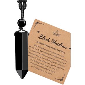 Jovivi Healing Crystals Necklace for Men Women Adjustable Rope Natural Stone Hexagonal Prism Pointed Crystal Pendant Necklaces Gemstone Jewelry