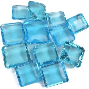 GEMHUB Marvelous 200 Ct. Set of 4 Pcs Brazilian Fine Square Cut Swiss Blue Topaz Loose Gemstone Beads Lot