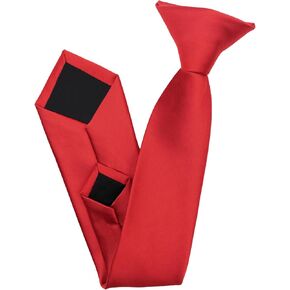 Boy's Clip on Tie Solid Color Ties for Boys Pre Tied Adjustable Neckties for Kid Formal Graduation School Uniform