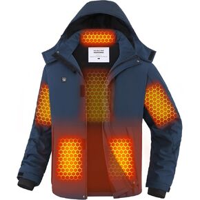 VERGOO Graphene Mens Heated Jackets with 18400mAh Battery Pack Winter Waterproof Electric Self Heating Coat with Hood