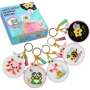 Cross Stitch Kit For Beginner's. Stamped Cross Stitch Kits for Kids. Needlepoint Kits for Beginners. Embroidery Kit for Kids. Backpack Charms. Easy Cross Stitching Embroidery Needlework Kit Supplies.