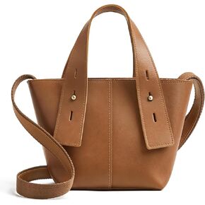 S-ZONE Leather Crossbody Bags for Women Mini Tote Purses Small Satchel Top-Handle Handbags with Adjustable Strap
