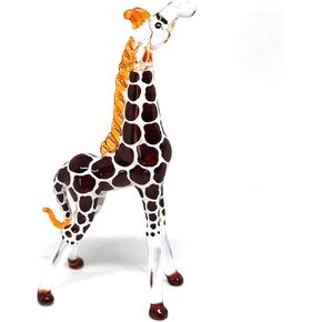 ZOOCRAFT Glass Giraffe Figurine Collectible Hand Blown Safari Miniature Animals Collectibles Home Decoration Statues