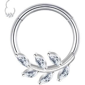 VERAMI 16G Septum Daith Jewelry Septum Nose Rings Surgical Steel Leaf Tragus Conch Helix Cartilage Lobe Piercing Jewelry Septum Clicker Daith Earrings