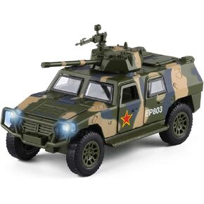 CORPER TOYS Military Toys Truck Army Fighter Tank Armored Off Road Vehicle Pull Back Army Toy Car with Lights and Sounds