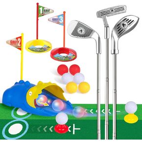 Liberry Kids Golf Set for 3 4 5 6 Years Old Boys Girls, Toddler Golf Clubs Set with Automatic Ball Returner, Glow Balls, Putting Mat, Indoor Outdoor Sports Toy Birthday Gift