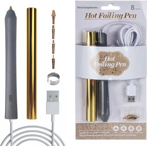 Find Scrapblooms Foil Quill Pen Kit with 4 Size Metal Tips &1pc Gold Heat Activated Foil Rolls, Hot Foiling Pen for Card Making Scrapbooking Tools,Drawing Pen USB Powered Foil Quill Starter Kit in Kuwait