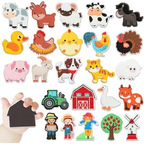 24PCS Farm Animals Refrigerator Magnets for Toddlers 1-3 Kids Cute Rubber Farm Animals Educational Toy Farm Animals Magnets for Fridge Full Back Magnetic Toys for Fridge Whiteboard Baby Gift
