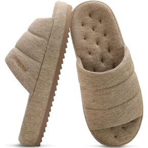 KuaiLu Men's Slippers Fashion Quilted Cotton-blend Fabric Sandal Slippers Cozy Memory Foam Indoor Outdoor House Slippers Shoes For Man with Lightweight Soft Cushion Footbed Hard Rubber Sole