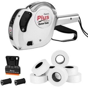 Perco Plus 1-Line Price Marking Gun with Labels Kit - Includes 1-Line 8-Character Band Price Labeler Gun, 9,000 Blank White Labels, a Label Scraper, and an Extra Inker- Same Band as Monarch 1131-01