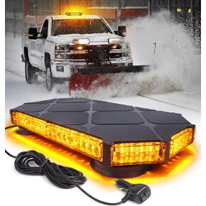 LUMENIX 56 LED Roof Top Strobe Beacon Lights Bar Rooftop Hazard Warning Emergency Safety Flashing Plow Light for Construction Vehicles Tow Commercial Trucks Postal Security Cars Snowplow - Amber White