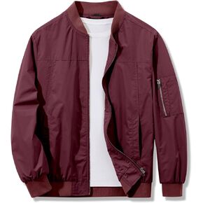 Bomber Jacket Mens Windproof Casual Windbreaker Softshell Zip Up Fashion Work Dress Winter Coat with Pockets