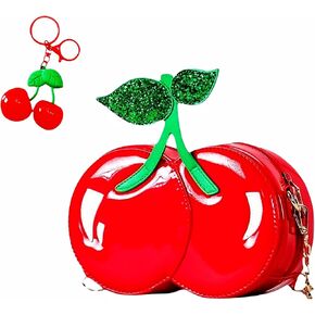 Novelty Handbags, Fun Shape Purse Chainstrap Glitter,Cherry shaped purse.