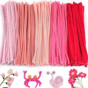 ursdiart 500pcs منظفات الأنابيب الوردية، 5 ألوان متنوعة الوردي منظفات الأنابيب الحرفية، منظفات الأنابيب للحرف اليدوية، العصي غامض الشنيل ينبع للحرف اليدوية، الزفاف، عيد الحب عطلة الديكور ...