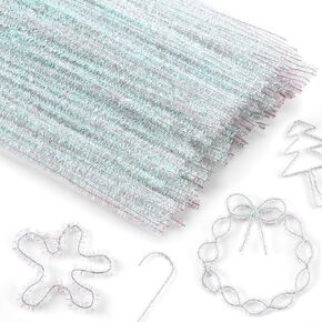 600 قطعة من منظفات الأنابيب اللامعة من سيندر للحرف اليدوية، مقاس 30.48 سم، سيقان من الشنيل، منظفات الأنابيب المعدنية الفضية بالجملة لعيد الميلاد، لوازم الحرف اليدوية والديكورات الفنية in Kuwait