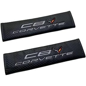 Embroidery C8 Emblem Seat Belt Covers Shoulder Pad Cushion Compatible with Chevy Corvette C8