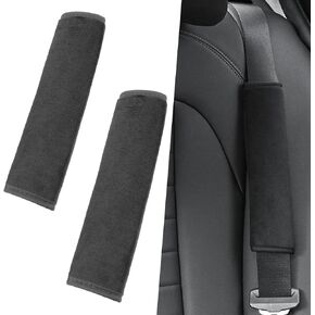 gunhunt 2 PCS Car Seat Belt Shoulder Pad, 9.7" x 2.5" Soft Plush Sweat-Absorbent and Breathable Seat Belt Protector, Relieves Shoulder Neck Pressure Accessory, Universal for Car and Backpack (Black)