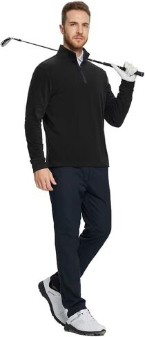 M MAELREG Quarter Zip Pullover Men Stretch Performance Mock Neck Microfleece Golf 1/4 Zip Pullover Mens Sweatshirts in Saudi Arabia