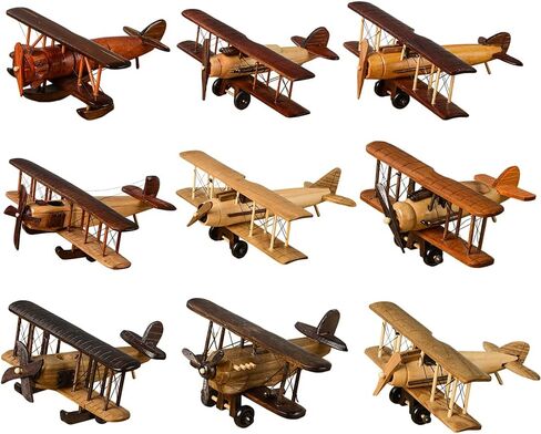 Surakey طائرات خشبية عتيقة نموذج حديد ريترو طائرة شراعية ذات طائرة قلادة نموذج طائرة خشبية للأطفال لعبة هدية، مكتب، ديكور منزلي، زخرفة، زخرفة سطح المكتب، النوع 2 in Kuwait