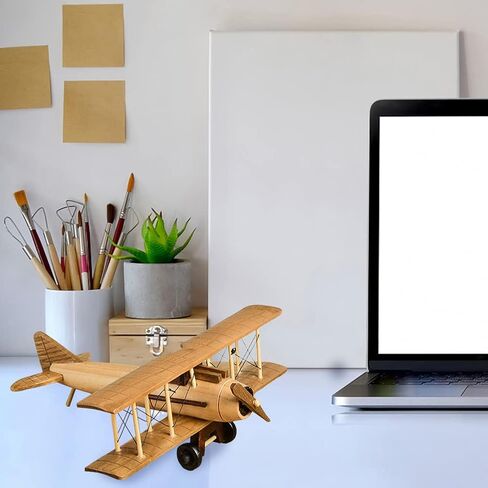 Surakey طائرات خشبية عتيقة نموذج حديد ريترو طائرة شراعية ذات طائرة قلادة نموذج طائرة خشبية للأطفال لعبة هدية، مكتب، ديكور منزلي، زخرفة، زخرفة سطح المكتب، النوع 2 in Kuwait