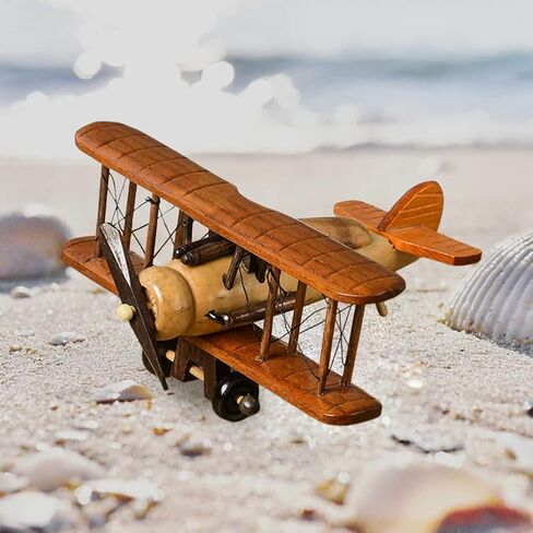 Surakey طائرات خشبية عتيقة نموذج حديد ريترو طائرة شراعية ذات طائرة قلادة نموذج طائرة خشبية للأطفال لعبة هدية، مكتب، ديكور منزلي، زخرفة، زخرفة سطح المكتب، النوع 2 in Kuwait