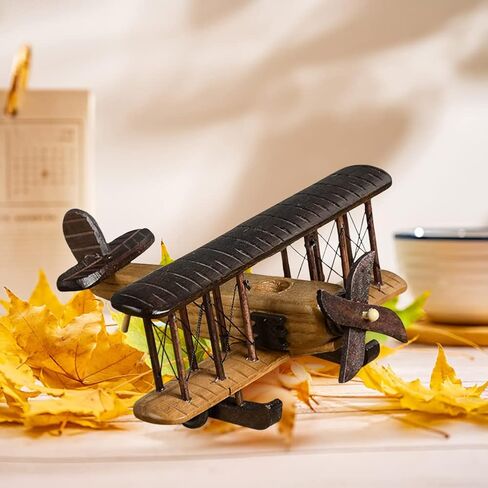 Surakey طائرات خشبية عتيقة نموذج حديد ريترو طائرة شراعية ذات طائرة قلادة نموذج طائرة خشبية للأطفال لعبة هدية، مكتب، ديكور منزلي، زخرفة، زخرفة سطح المكتب، النوع 2 in Kuwait