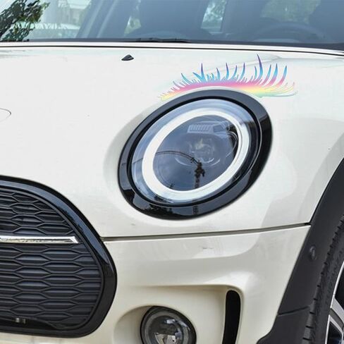 2PCS Auto Headlight Eyebrow Sexy Eyelashes Vinyl Universal Graphics Car Lamp Cover Sticker Self-Adhesive Stripe Decal Decoration for All Cars Yellow in Kuwait