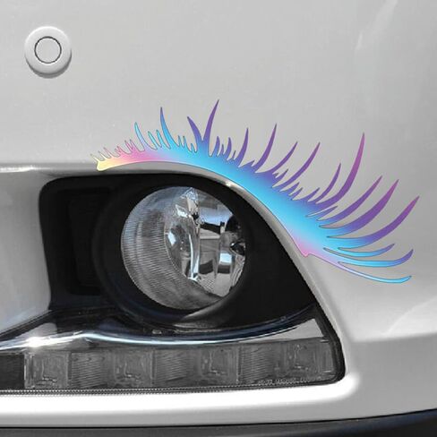 2PCS Auto Headlight Eyebrow Sexy Eyelashes Vinyl Universal Graphics Car Lamp Cover Sticker Self-Adhesive Stripe Decal Decoration for All Cars Yellow in Kuwait