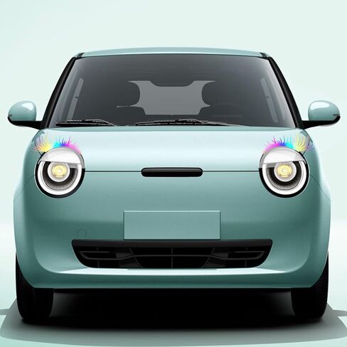 2PCS Auto Headlight Eyebrow Sexy Eyelashes Vinyl Universal Graphics Car Lamp Cover Sticker Self-Adhesive Stripe Decal Decoration for All Cars Yellow in Kuwait