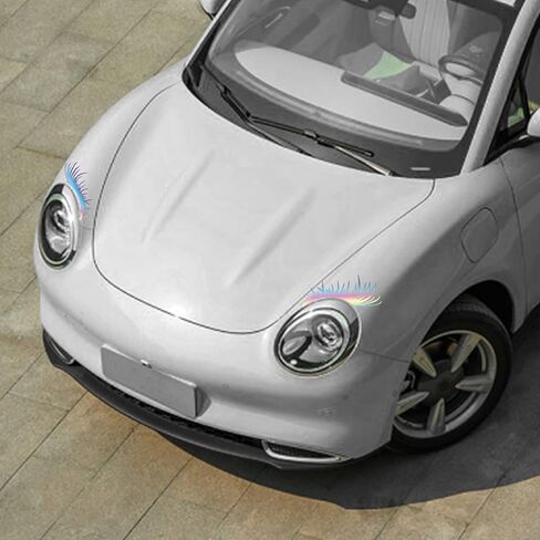 2PCS Auto Headlight Eyebrow Sexy Eyelashes Vinyl Universal Graphics Car Lamp Cover Sticker Self-Adhesive Stripe Decal Decoration for All Cars Yellow in Kuwait