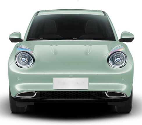 2PCS Auto Headlight Eyebrow Sexy Eyelashes Vinyl Universal Graphics Car Lamp Cover Sticker Self-Adhesive Stripe Decal Decoration for All Cars Yellow in Kuwait