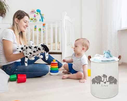 HIYAGON Baby Laundry Basket,Kids Hamper with Drawstring Cover,Cute Toy Storage Bin Nursery Hamper Safari Room Decor for Home(Baby hamper) in Kuwait