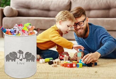 HIYAGON Baby Laundry Basket,Kids Hamper with Drawstring Cover,Cute Toy Storage Bin Nursery Hamper Safari Room Decor for Home(Baby hamper) in Kuwait