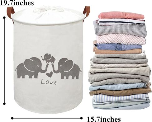 HIYAGON Baby Laundry Basket,Kids Hamper with Drawstring Cover,Cute Toy Storage Bin Nursery Hamper Safari Room Decor for Home(Baby hamper) in Kuwait
