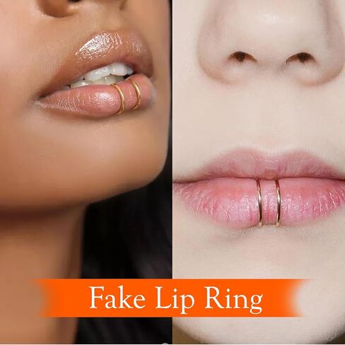 9 قطع ذهبية وهمية لثقب الأنف، مشبك ثقب الشفاه وهمية على الأنف Ring16G الفولاذ المقاوم للصدأ مسمار الأنف 20 جرام غير ثقب مجوهرات ثقب الأنف للنساء in Kuwait