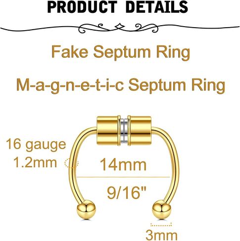 MODRSA Fake Septum Ring Fake Septum Piercing Faux Septum Nose Rings Clip on Septum Ring Faux Septum Piercing Fake Septum Hoop Fake Septum Jewelry Non Piercing Fake Nose Septum Ring Silver Gold Black in Saudi Arabia