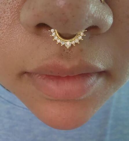 MODRSA Fake Septum Ring Fake Septum Piercing Faux Septum Nose Rings Clip on Septum Ring Faux Septum Piercing Fake Septum Hoop Fake Septum Jewelry Non Piercing Fake Nose Septum Ring Silver Gold Black in Saudi Arabia