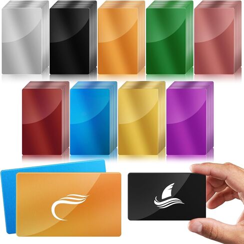 weparmeety 180 Pcs Metal Engraving Blanks Colorful Aluminum Sheet Laser Engraving Business Card Multipurpose DIY Gift Cards 86 x 54 x 0.21 mm（9 Colors) in Saudi Arabia