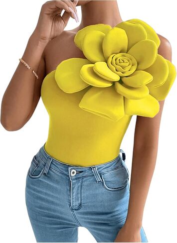 MakeMeChic Women's Floral Blouse One Shoulder Sleeveless Tops Dressy Casual Blouses in Saudi Arabia