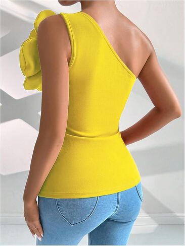 MakeMeChic Women's Floral Blouse One Shoulder Sleeveless Tops Dressy Casual Blouses in Saudi Arabia