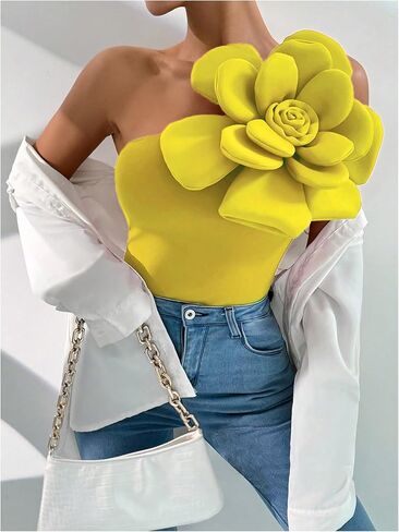 MakeMeChic Women's Floral Blouse One Shoulder Sleeveless Tops Dressy Casual Blouses in Saudi Arabia
