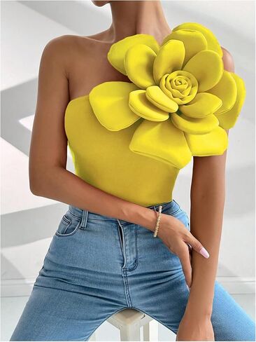 MakeMeChic Women's Floral Blouse One Shoulder Sleeveless Tops Dressy Casual Blouses in Saudi Arabia
