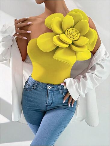 MakeMeChic Women's Floral Blouse One Shoulder Sleeveless Tops Dressy Casual Blouses in Saudi Arabia