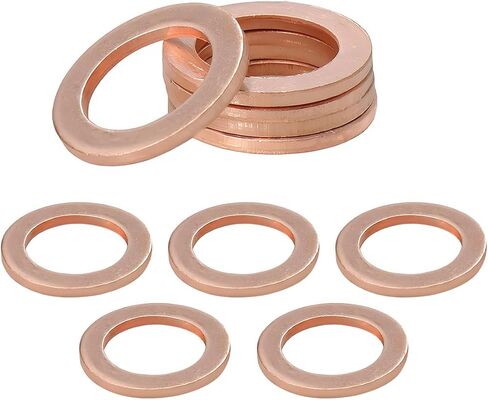 10 PCS Oil Drain Plug Gasket, 14mm Cooper Crush Washer Oil Sealing Gaskets, Automotive Replacement Drain Plug Gaskets Compatible with OEM PN Part 007603-014106, Car Accessories in Kuwait