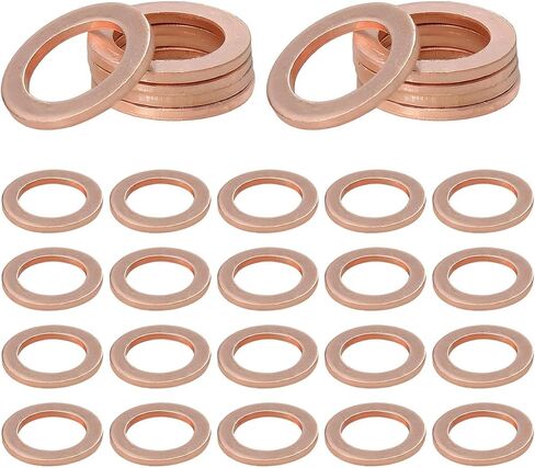10 PCS Oil Drain Plug Gasket, 14mm Cooper Crush Washer Oil Sealing Gaskets, Automotive Replacement Drain Plug Gaskets Compatible with OEM PN Part 007603-014106, Car Accessories in Kuwait