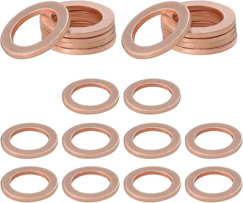 10 PCS Oil Drain Plug Gasket, 14mm Cooper Crush Washer Oil Sealing Gaskets, Automotive Replacement Drain Plug Gaskets Compatible with OEM PN Part 007603-014106, Car Accessories in Kuwait