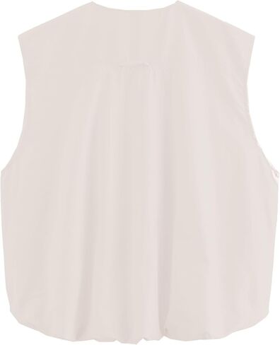 Womens Casual Zip Up Cargo Vest Top Oversized Lightweight Ruched Hem Sleeveless Blazer Jackets Vest Tops in Kuwait