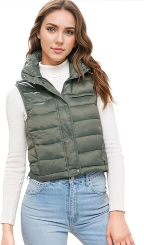 Love Tree Women's Juniors Cropped Packable Travel Puffer Vest in Saudi Arabia