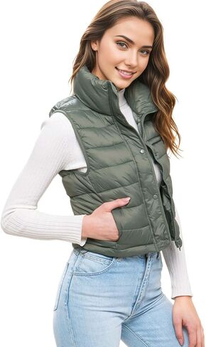 Love Tree Women's Juniors Cropped Packable Travel Puffer Vest in Saudi Arabia