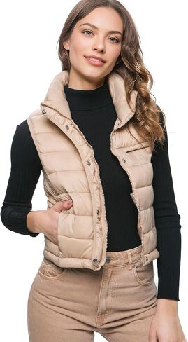 Love Tree Women's Juniors Cropped Packable Travel Puffer Vest in Saudi Arabia